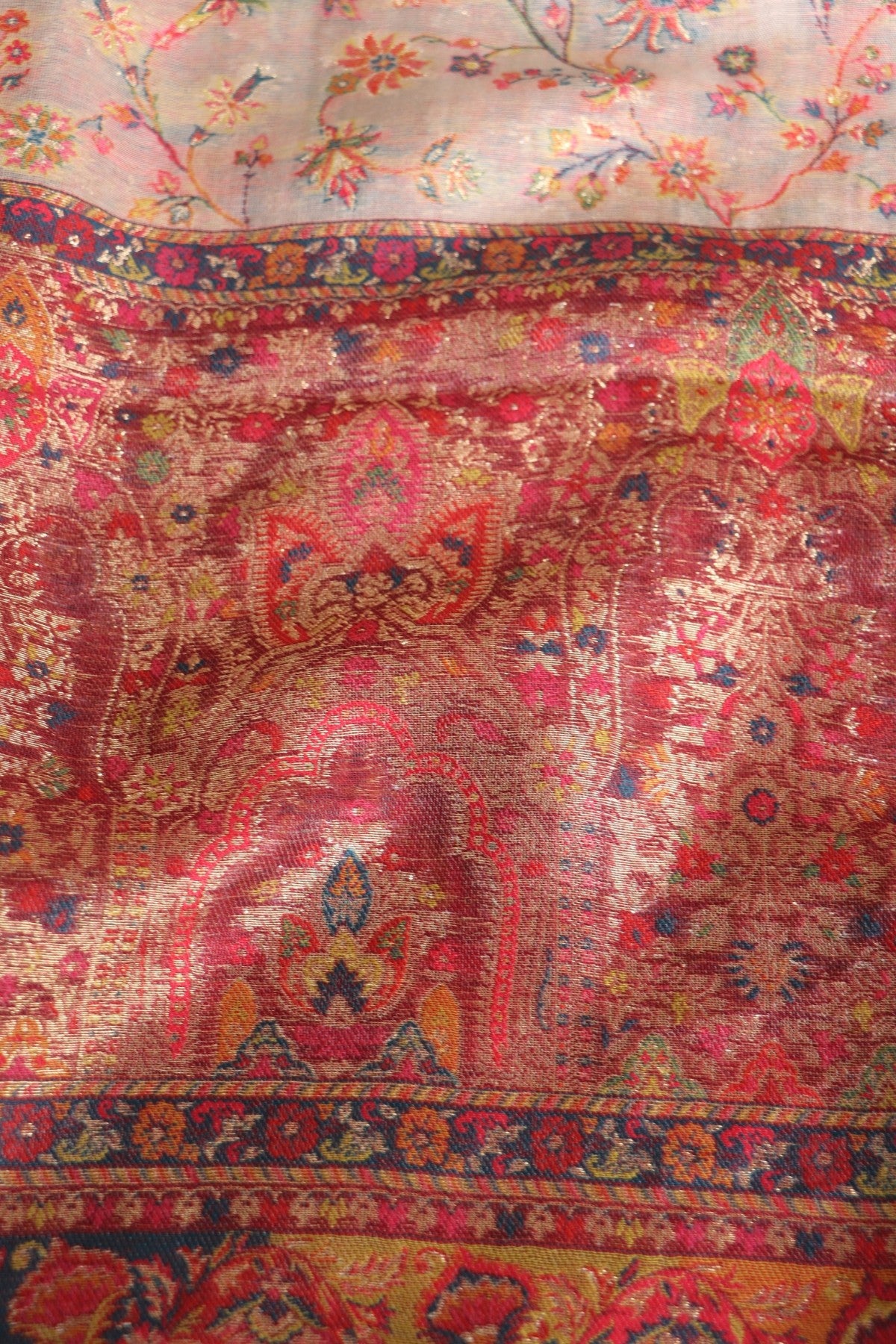 Beige Kani Organza Silk Suit