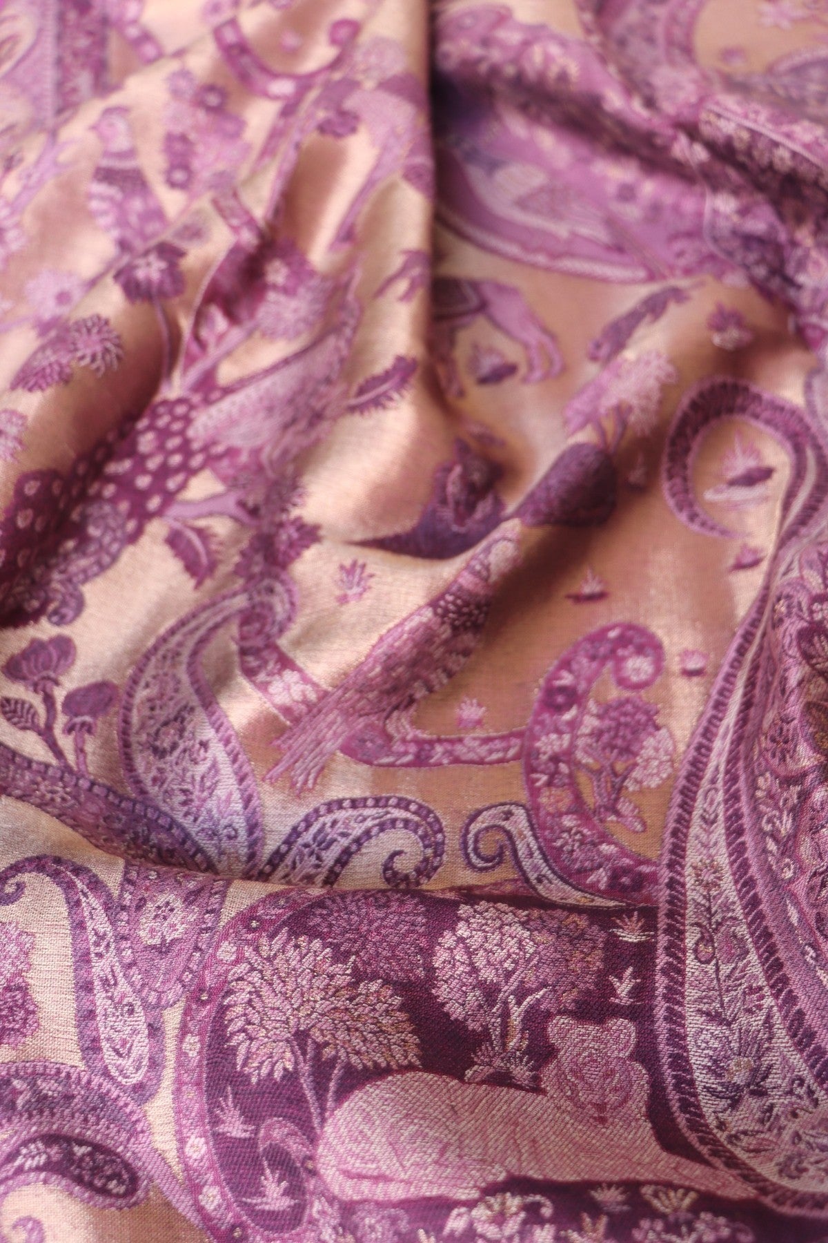 Purple Kani Silk Suit with Tissue Silk Dupatta