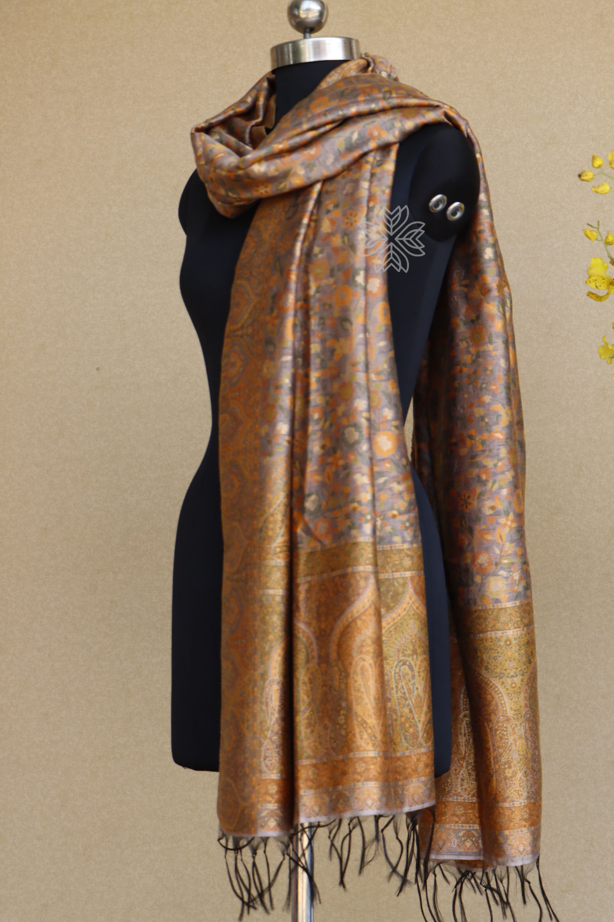 Beige Gold Kani Silk Dupatta