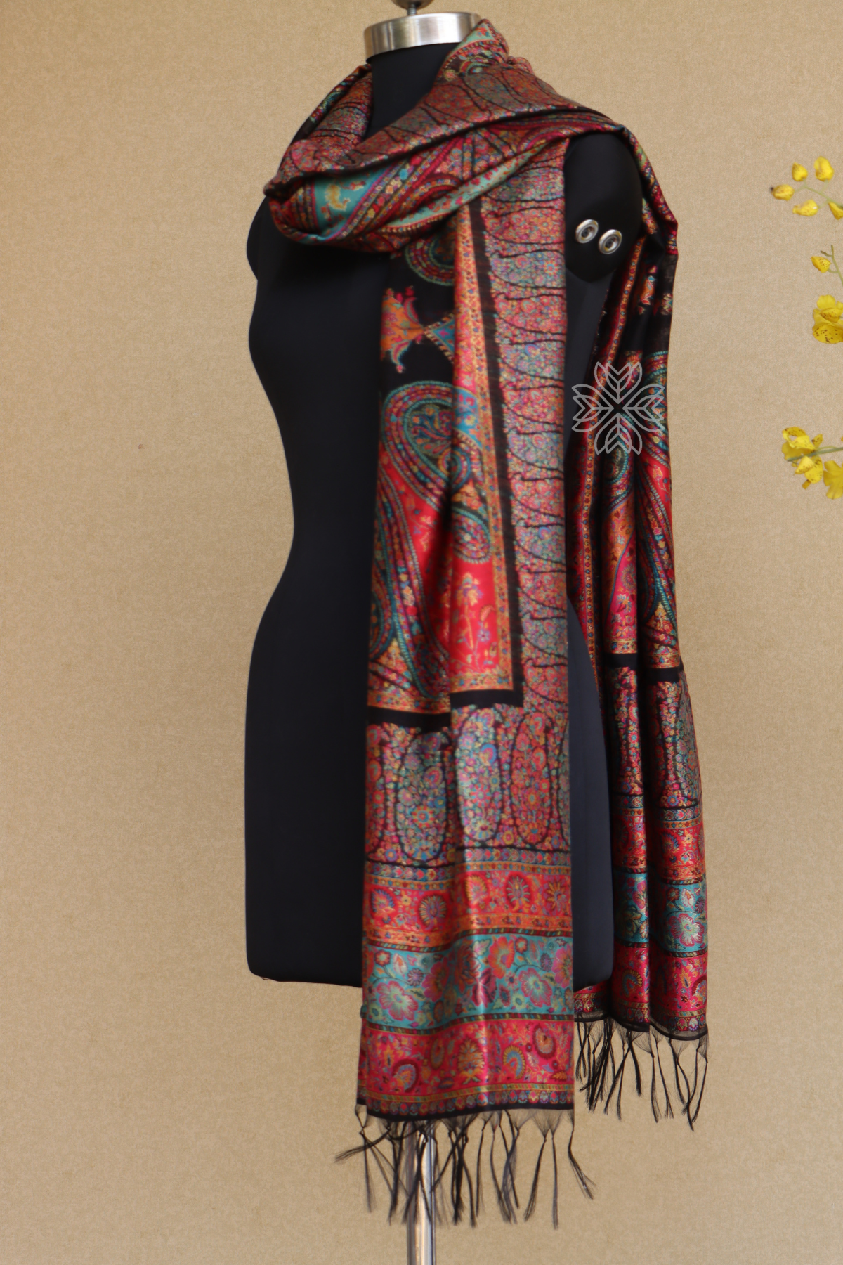 Black Kani Silk Jamawar Dupatta