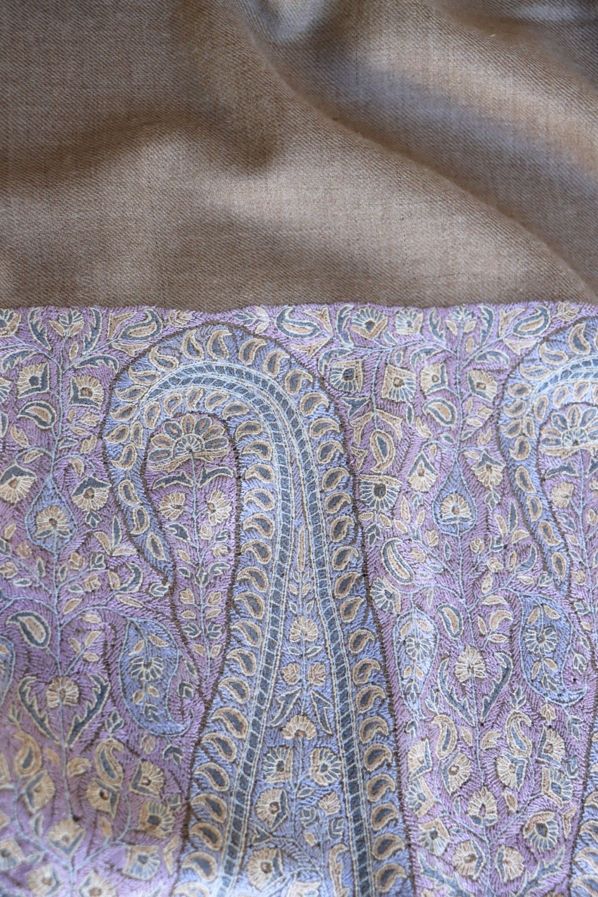 Brown Sozni Pashmina Shawl