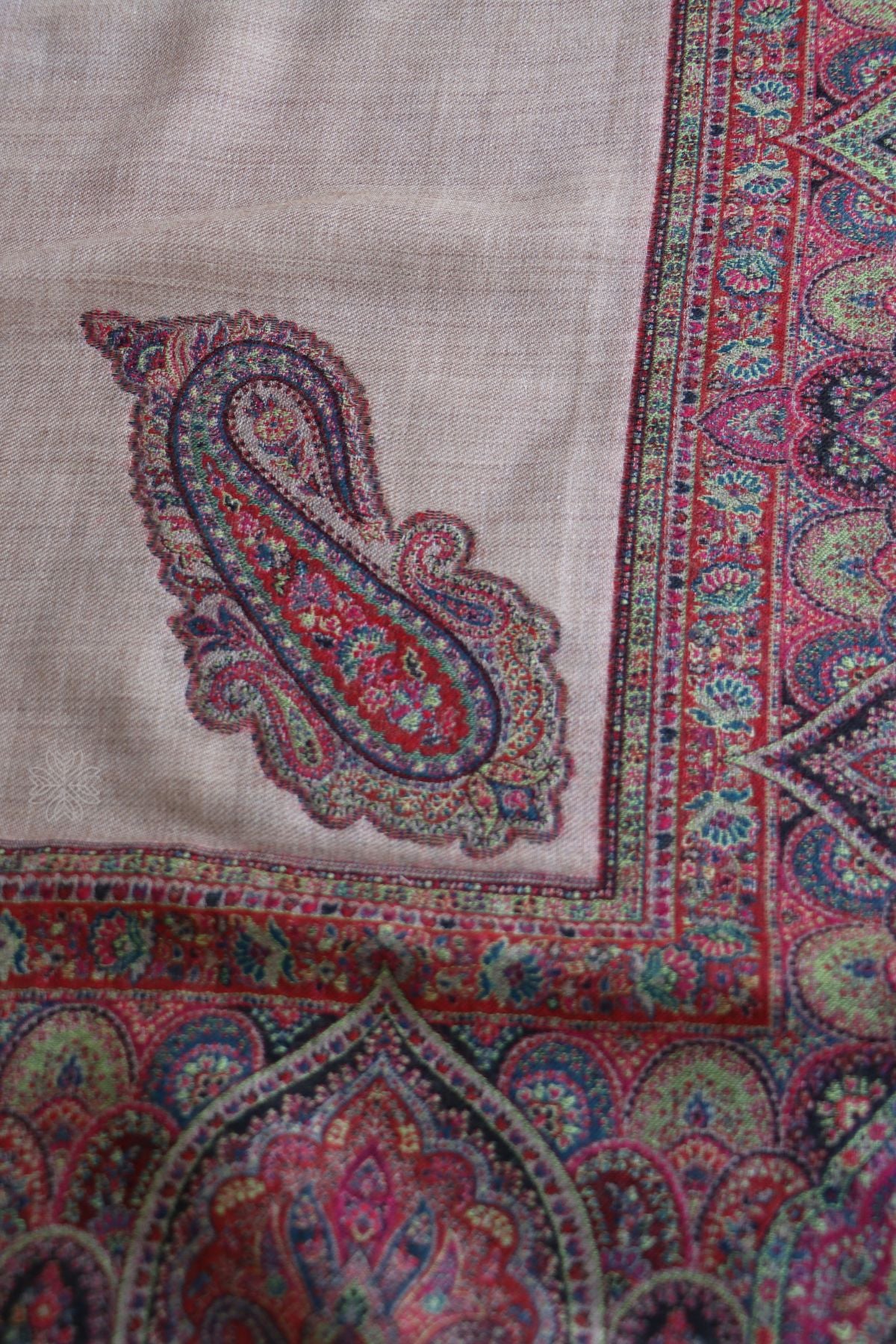 Natural Coloured Men Fine Wool Jamawar Border Shawl