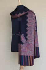 Black Men Fine Wool Jamawar Border Shawl