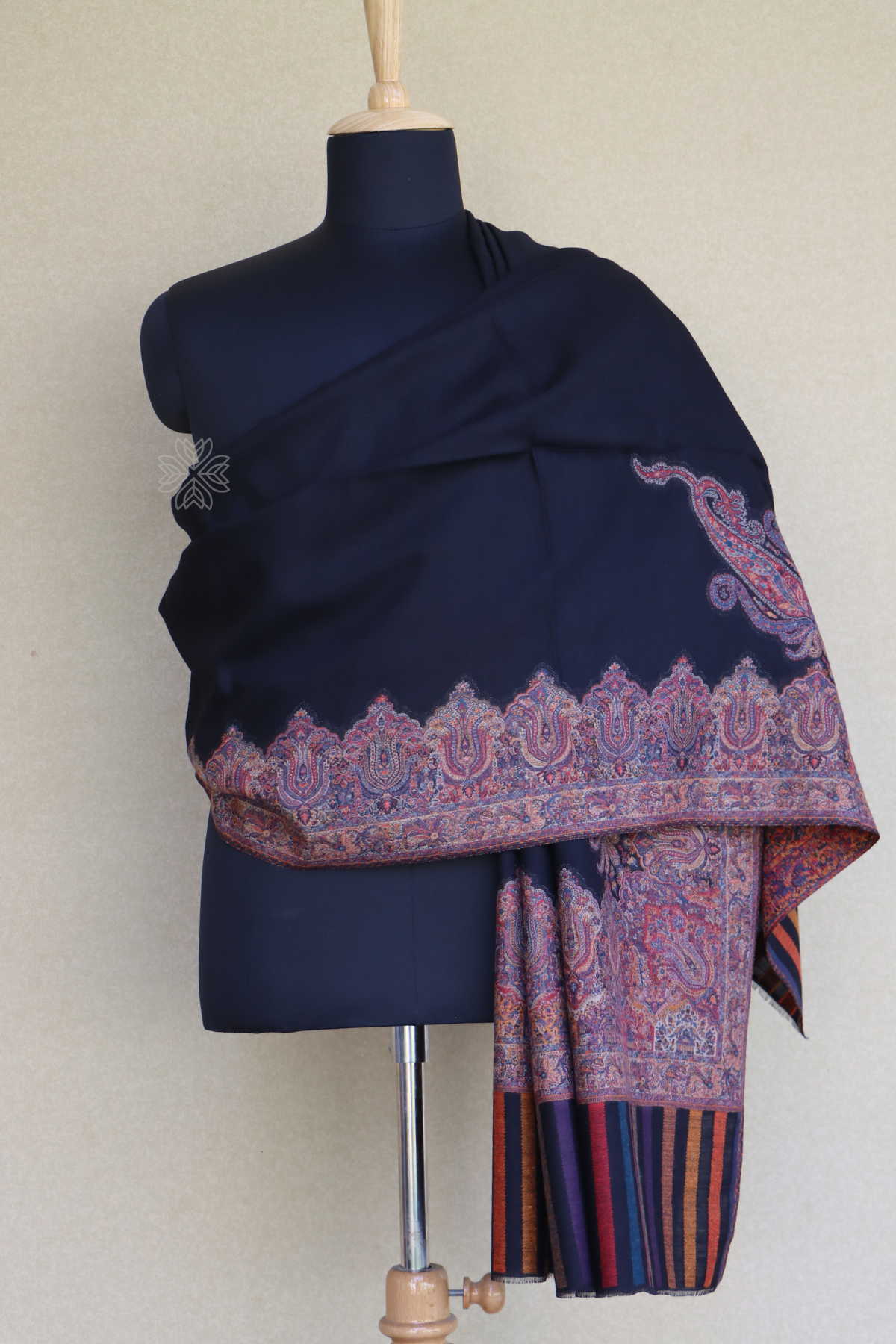 Black Men Fine Wool Jamawar Border Shawl