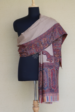 Natural Coloured Men Fine Wool Jamawar Border Shawl