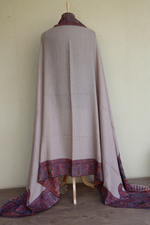 Natural Coloured Men Fine Wool Jamawar Border Shawl