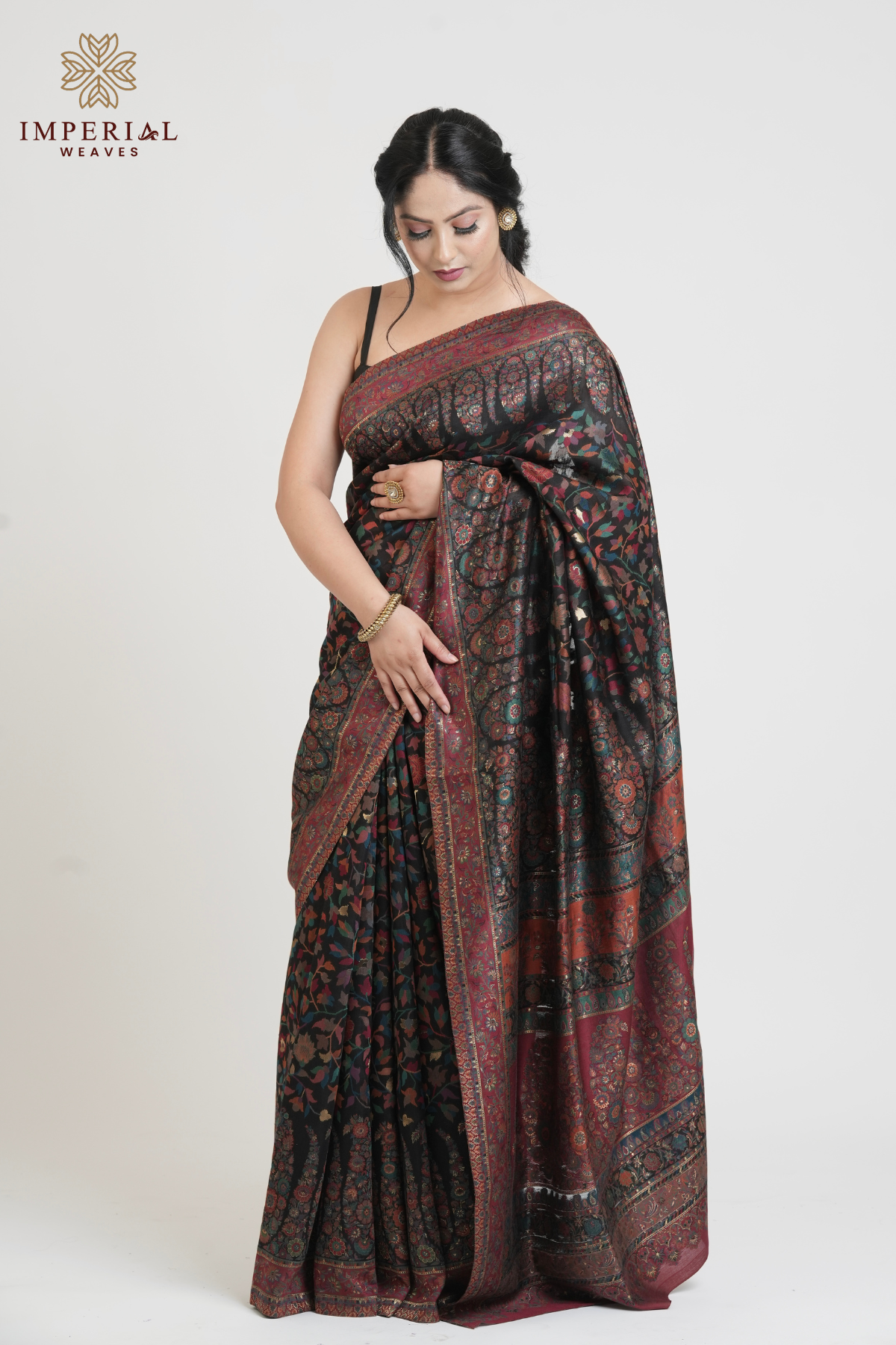 Smoky Black Kani Silk Saree