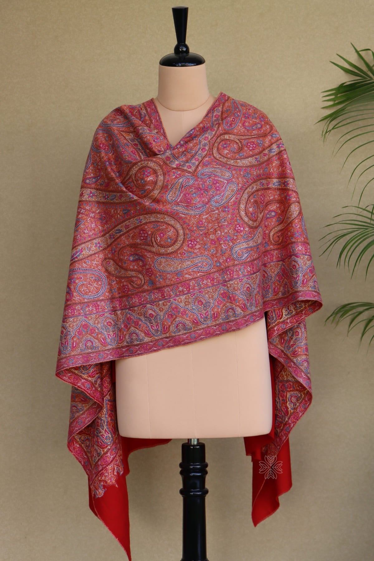 Red Sozni Jamawar Pashmina Shawl