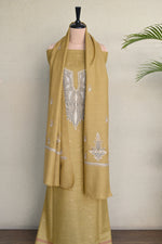Mustard Fine Wool Zari Embroidered Unstitched Suit