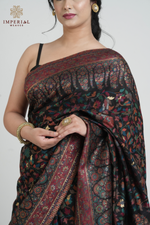 Smoky Black Kani Silk Saree