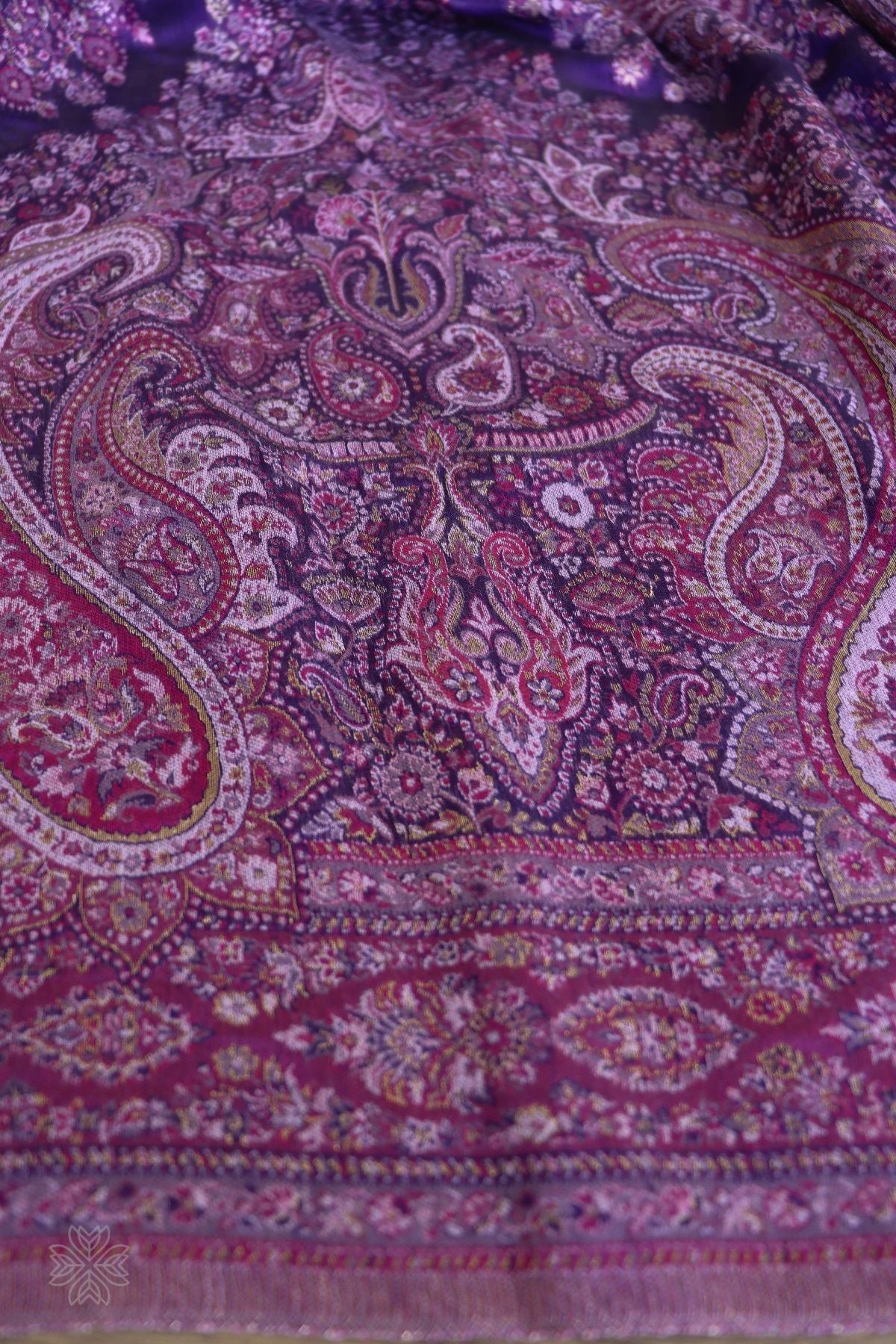 Purple Kani Silk Jamawar Paisley Dupatta