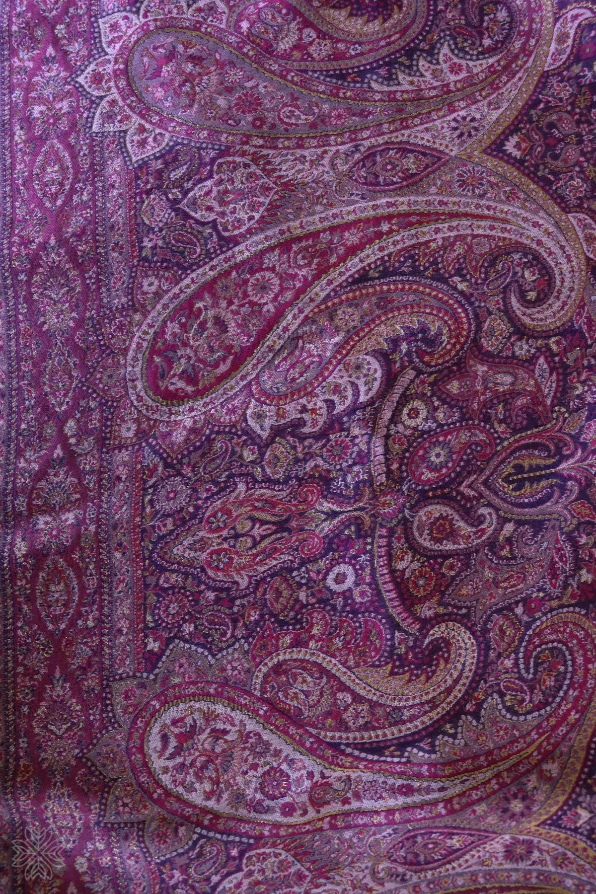 Purple Kani Silk Jamawar Paisley Dupatta