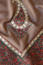 Brown Sozni Fine Wool Shawl