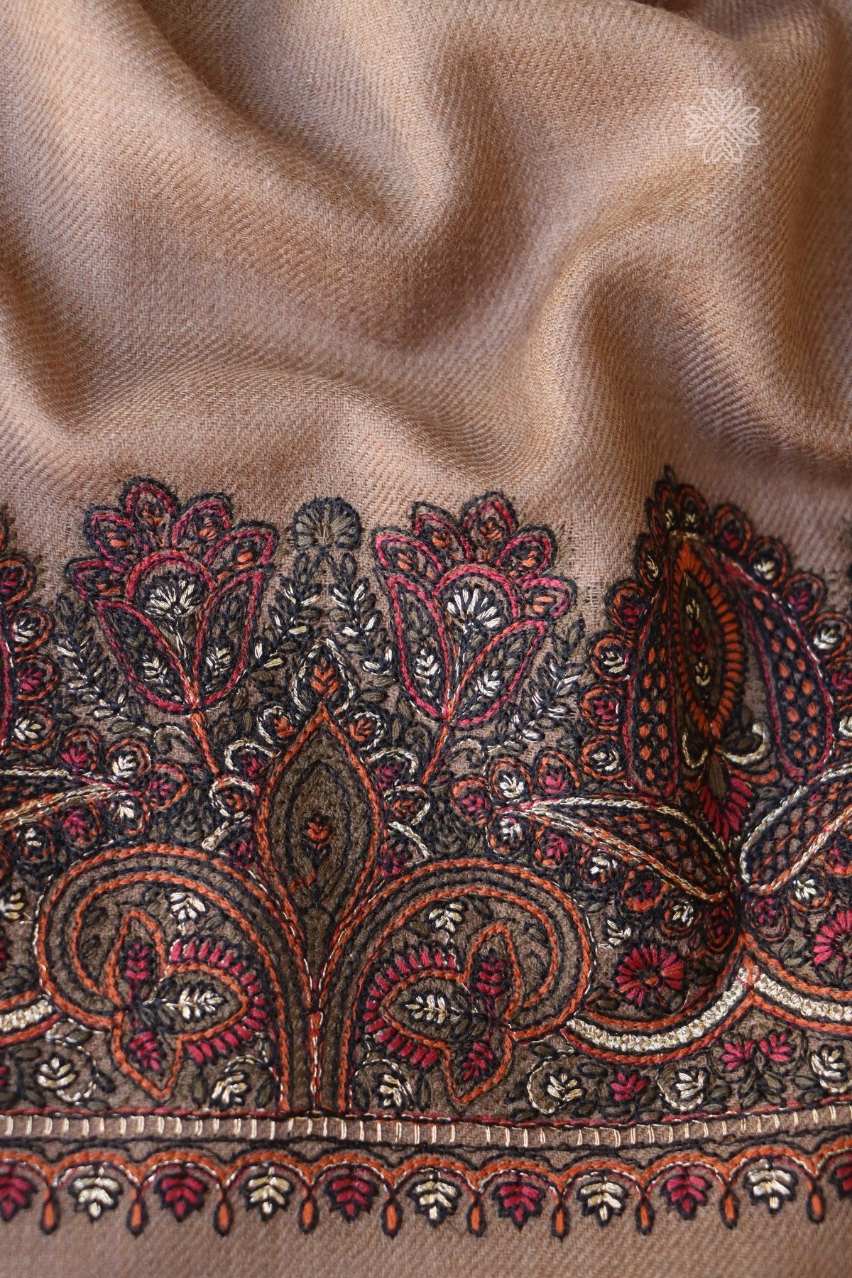 Brown Sozni Fine Wool Shawl