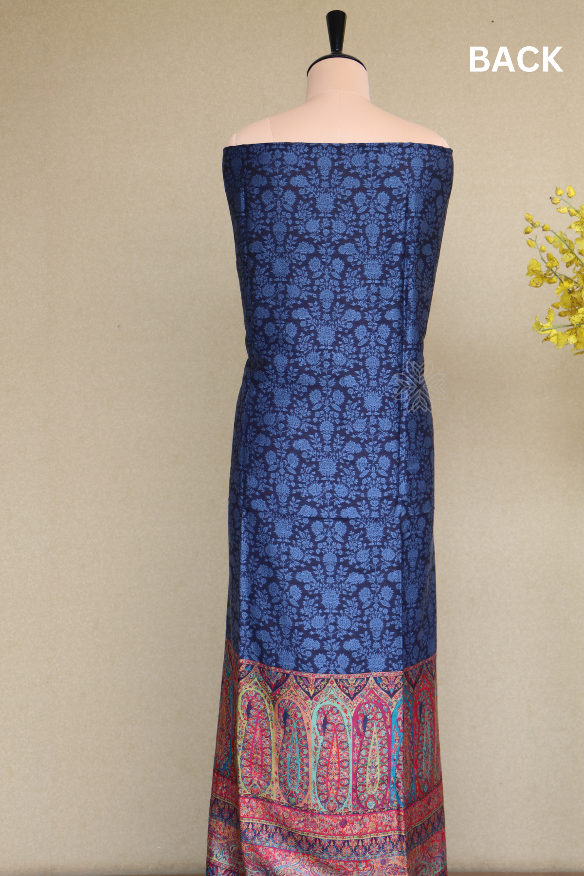 Navy Blue Kani Silk Linen Suit with ZariImperial Weaves