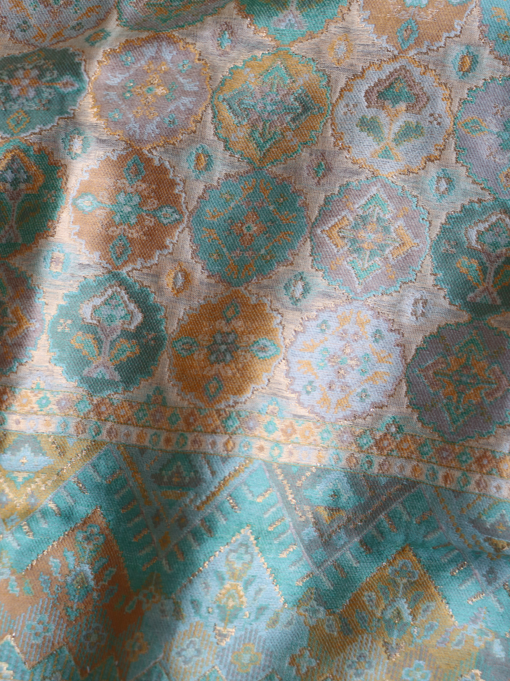 Sage Green Kani Silk Jamawar DupattaImperial Weaves