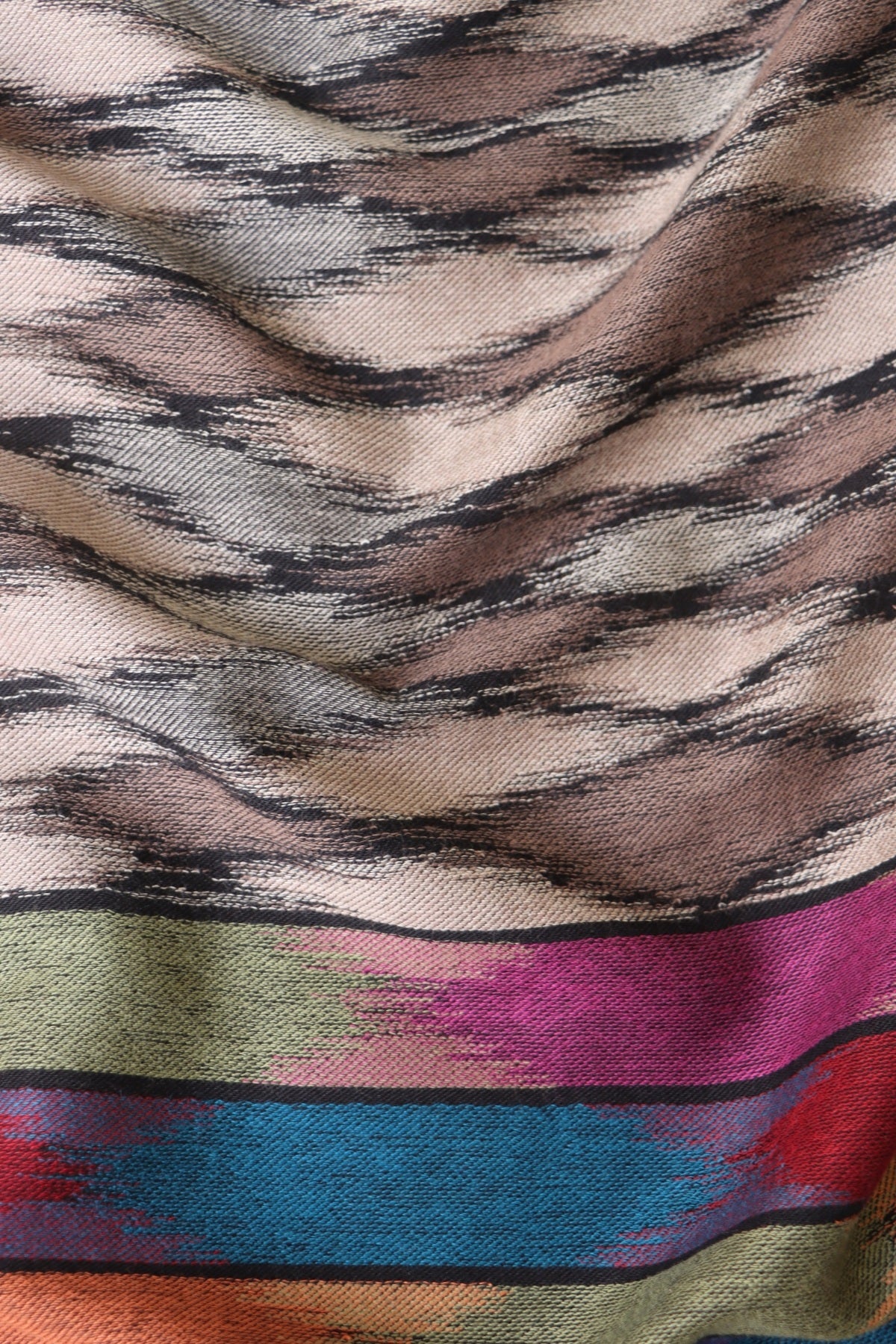 Beige Kani Ikkat Fine Wool Shawl