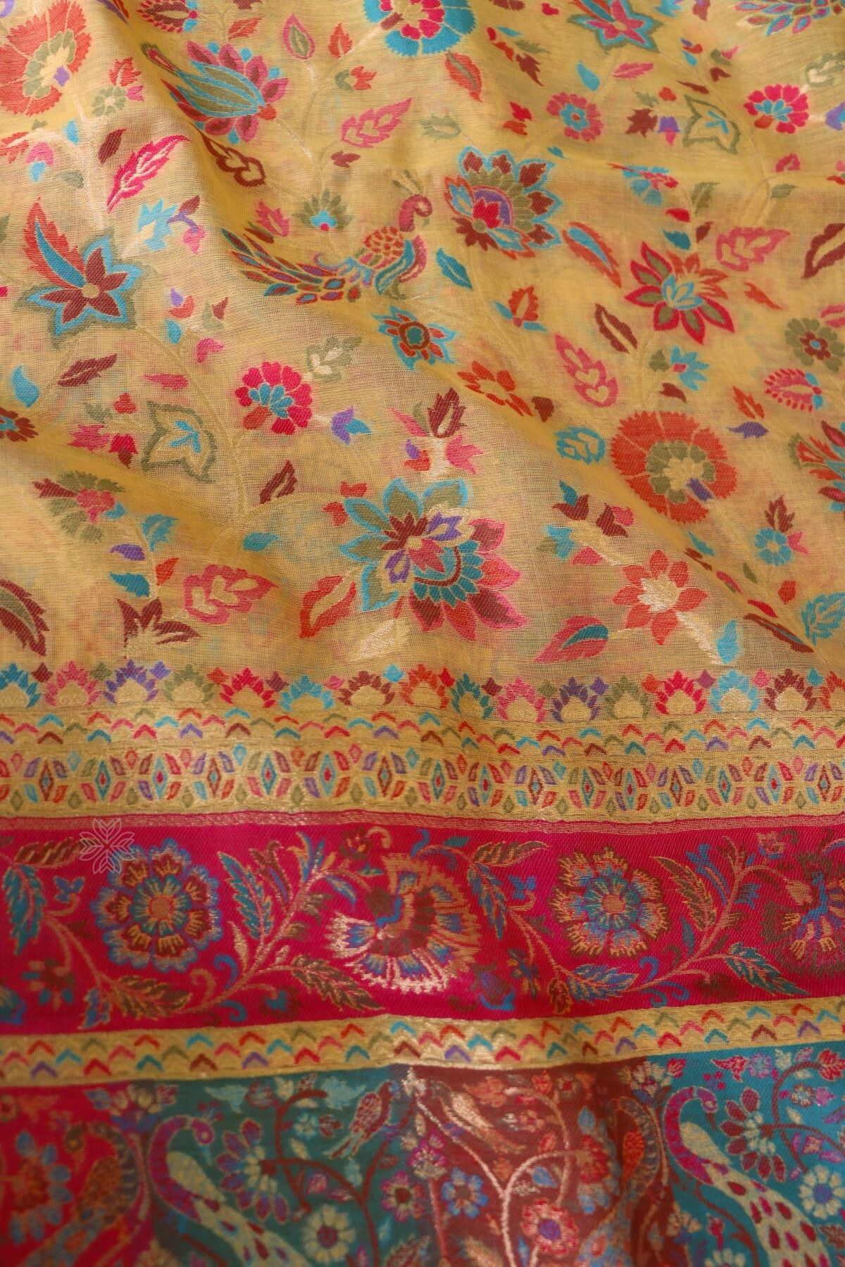 Yellow Kani Silk Floral Dupatta