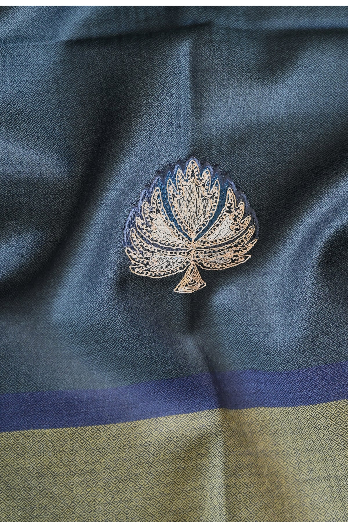 Olive Green Fine Wool Zari Embroidered Unstitched Suit