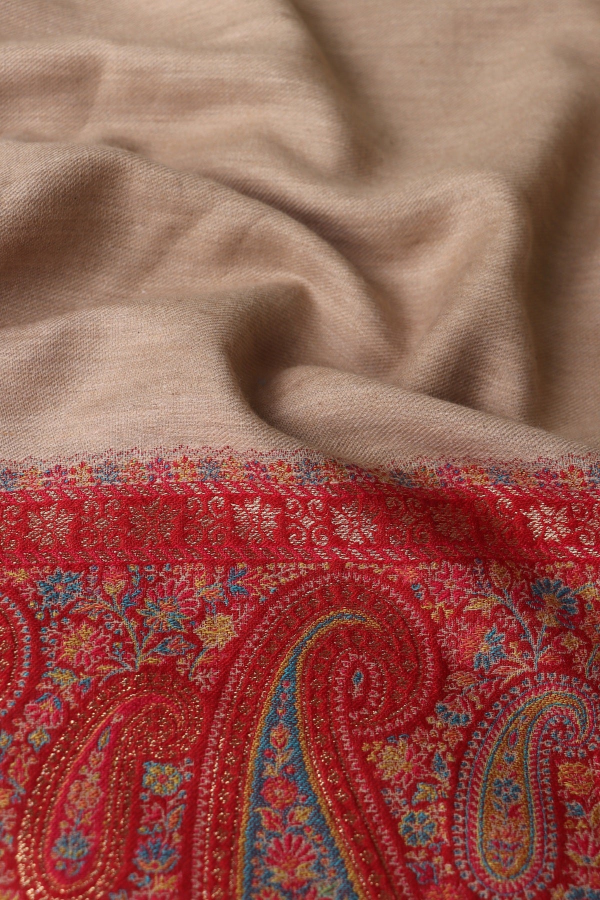Beige Kani Fine Wool Shawl