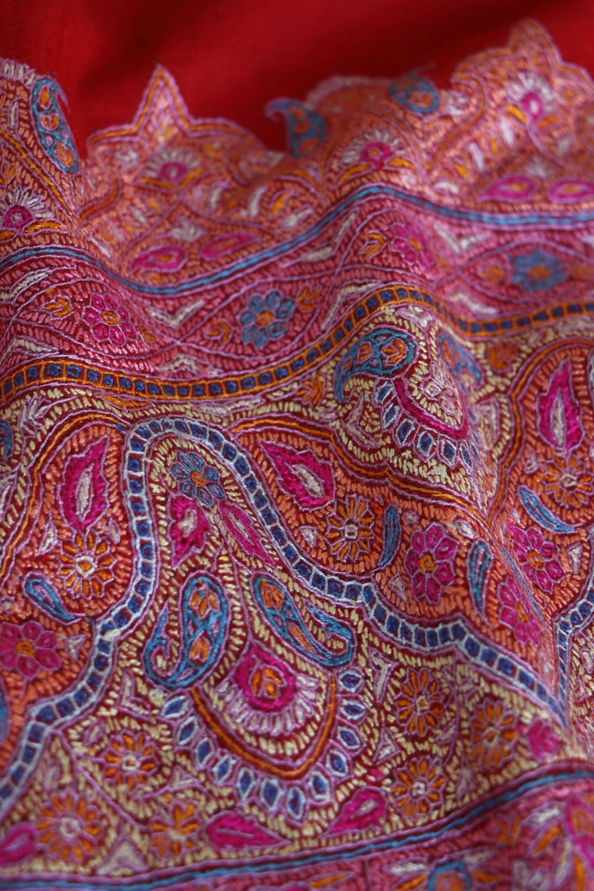 Red Sozni Jamawar Pashmina Shawl