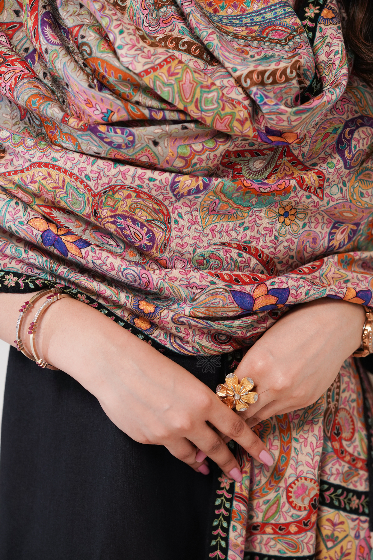 Multicoloured Kalamkari Pashmina Shawl