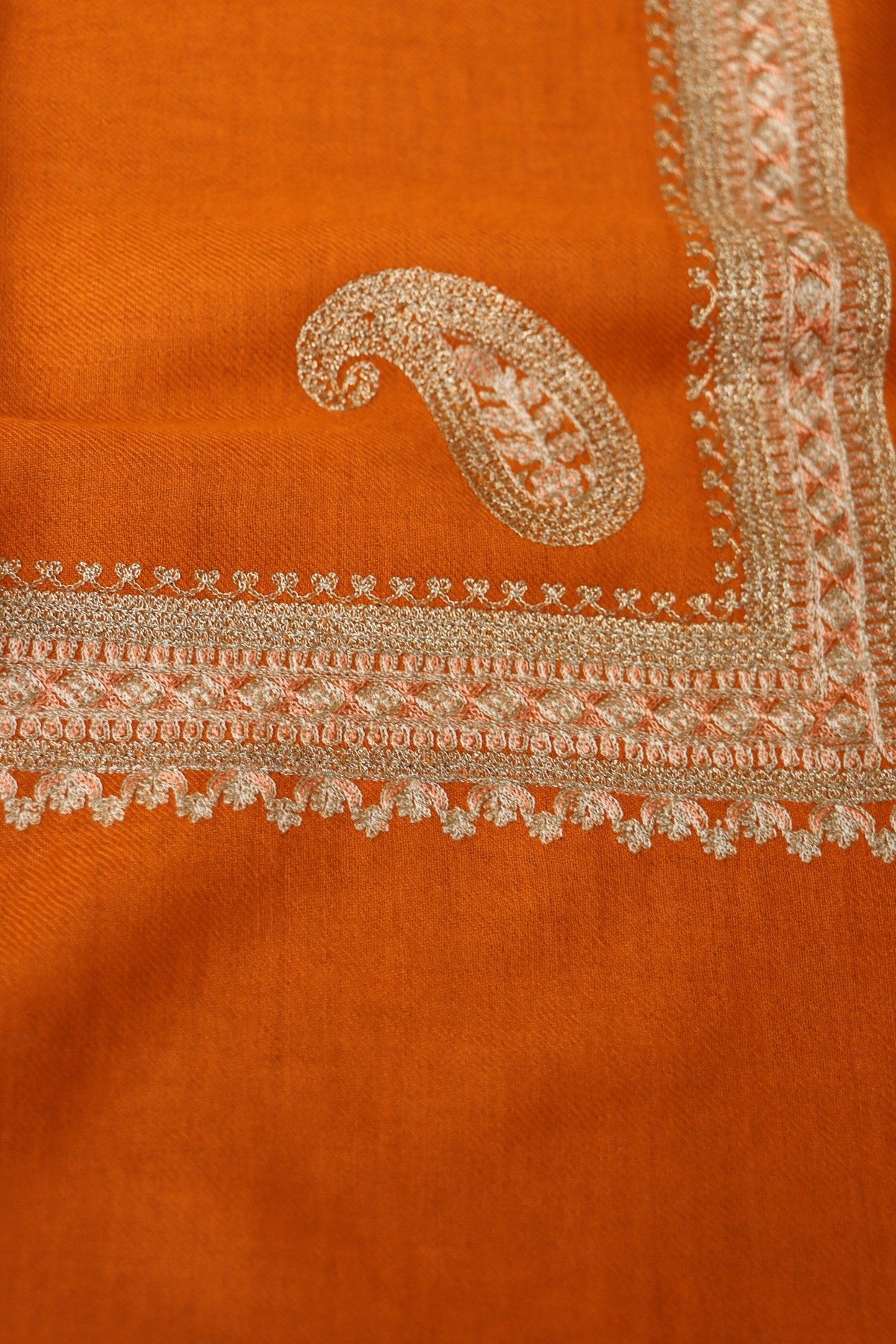 Orange Woollen Aari Stole