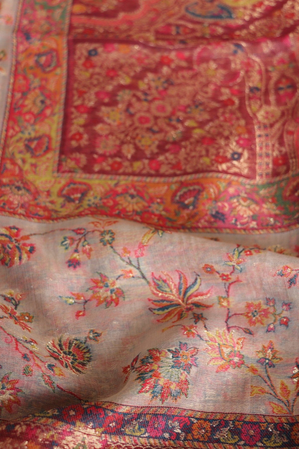 Beige Kani Organza Silk Suit