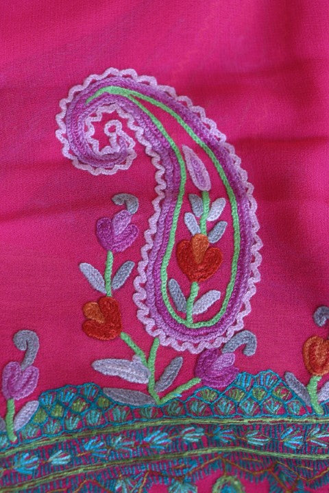 Fuchsia Pink Kashmiri Sozni Aari Hand Embroidered Suit