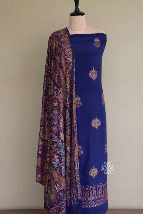 Blue Kashmiri Hand Embroidered Suit