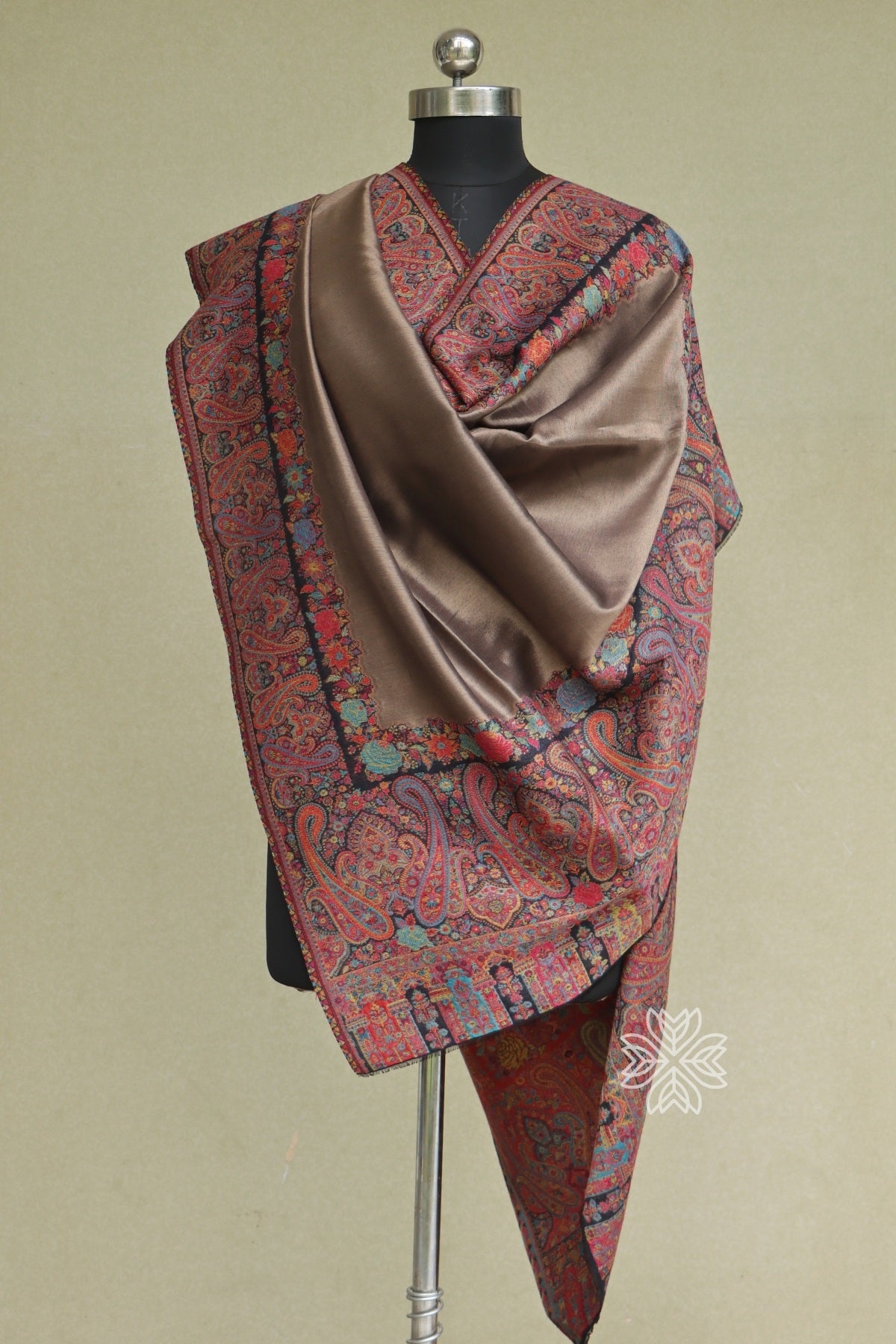 Antique Gold Zari Kani Moonlight Shawl