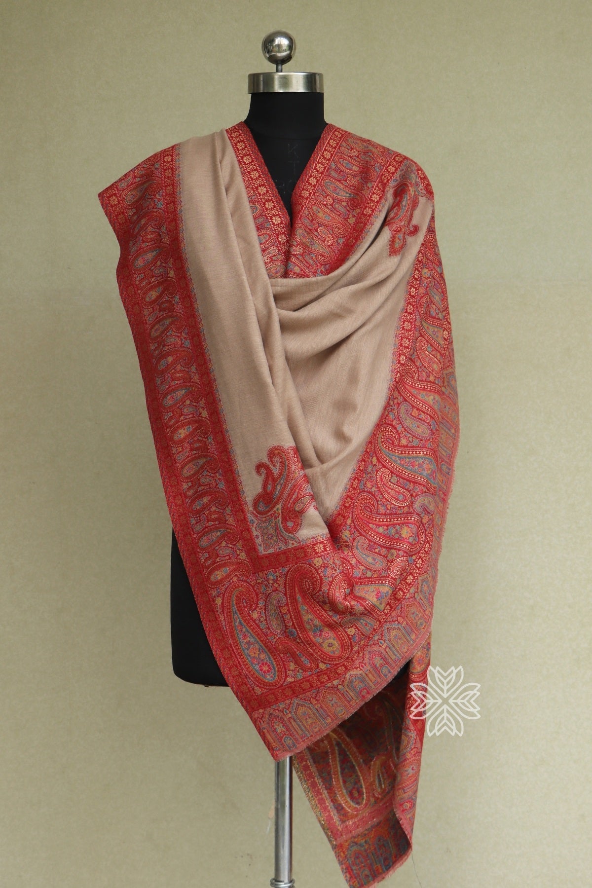 Beige Kani Fine Wool Shawl