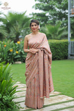 Beige Pashmina Silk Saree