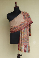 Beige Pashmina Kalamkari Shawl For Men