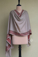 Beige Sozni Fine Wool Shawl