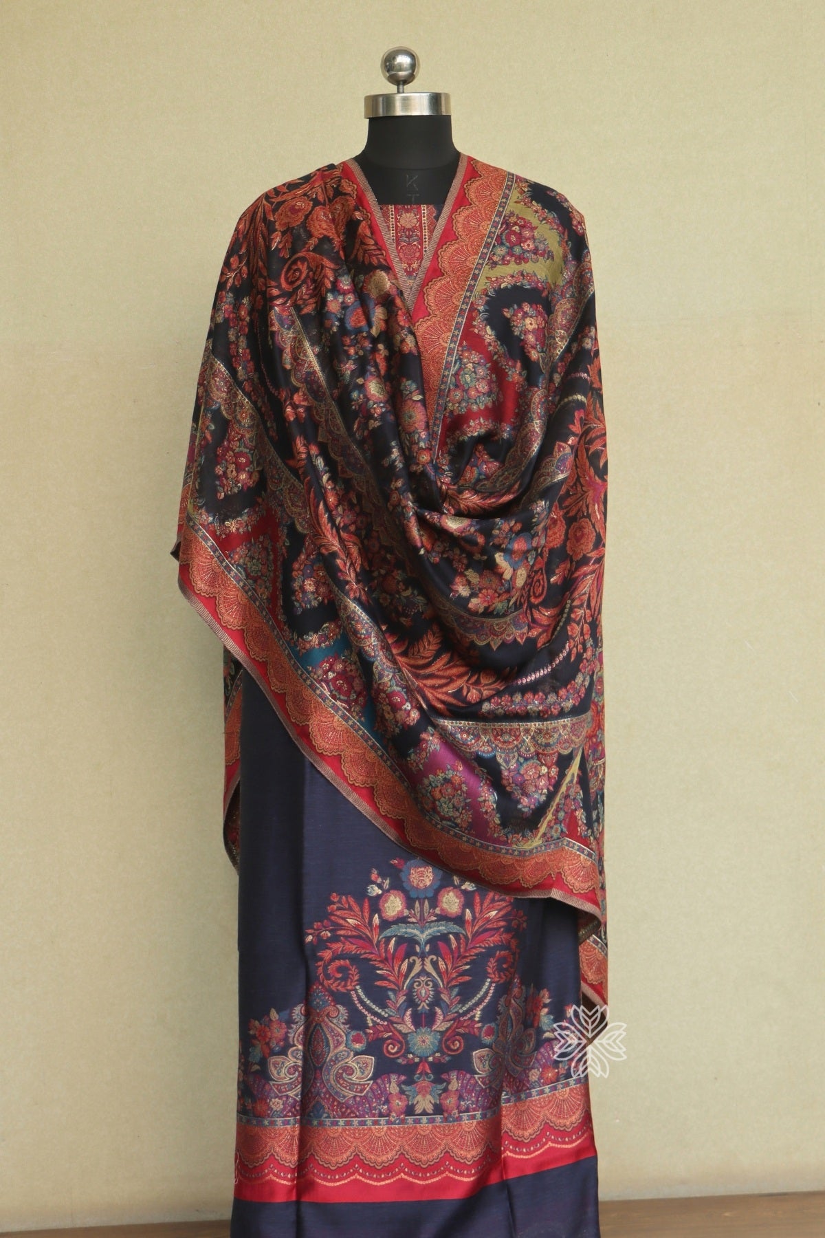 Navy Blue Kani Silk Suit