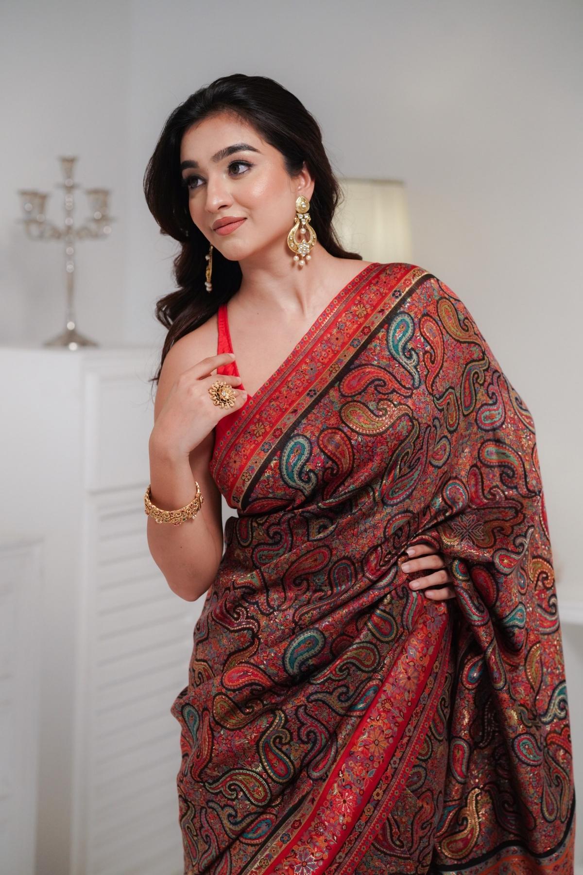 Black Kani Jamawar Silk SareeImperial Weaves