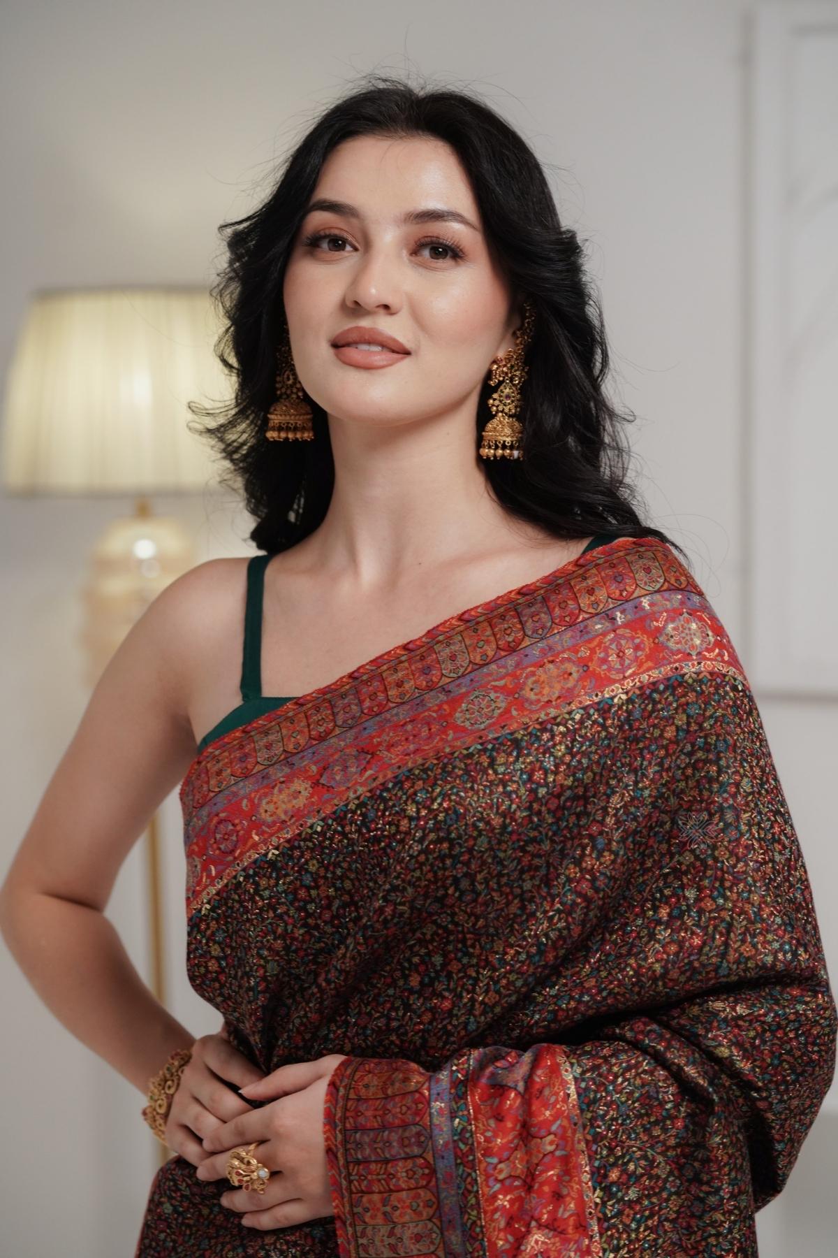 Black Kani Jamawar Silk SareeImperial Weaves