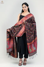 Black Kani Kalamkari Silk Dupatta - Imperial Weaves