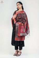 Black Kani Kalamkari Silk Dupatta - Imperial Weaves