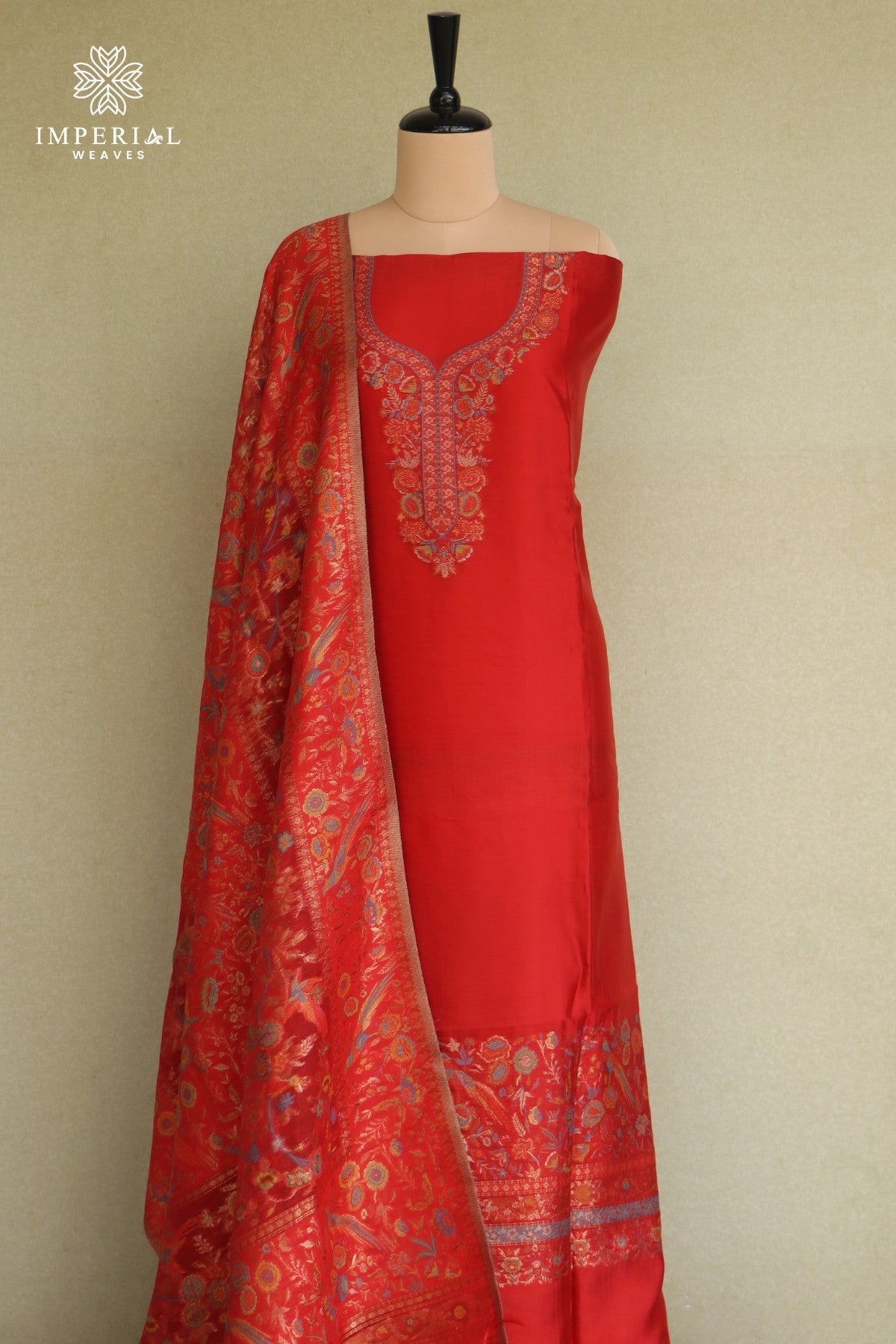 Red Kani Silk Suit