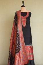Black Kani Silk Suit with Allover Dupatta