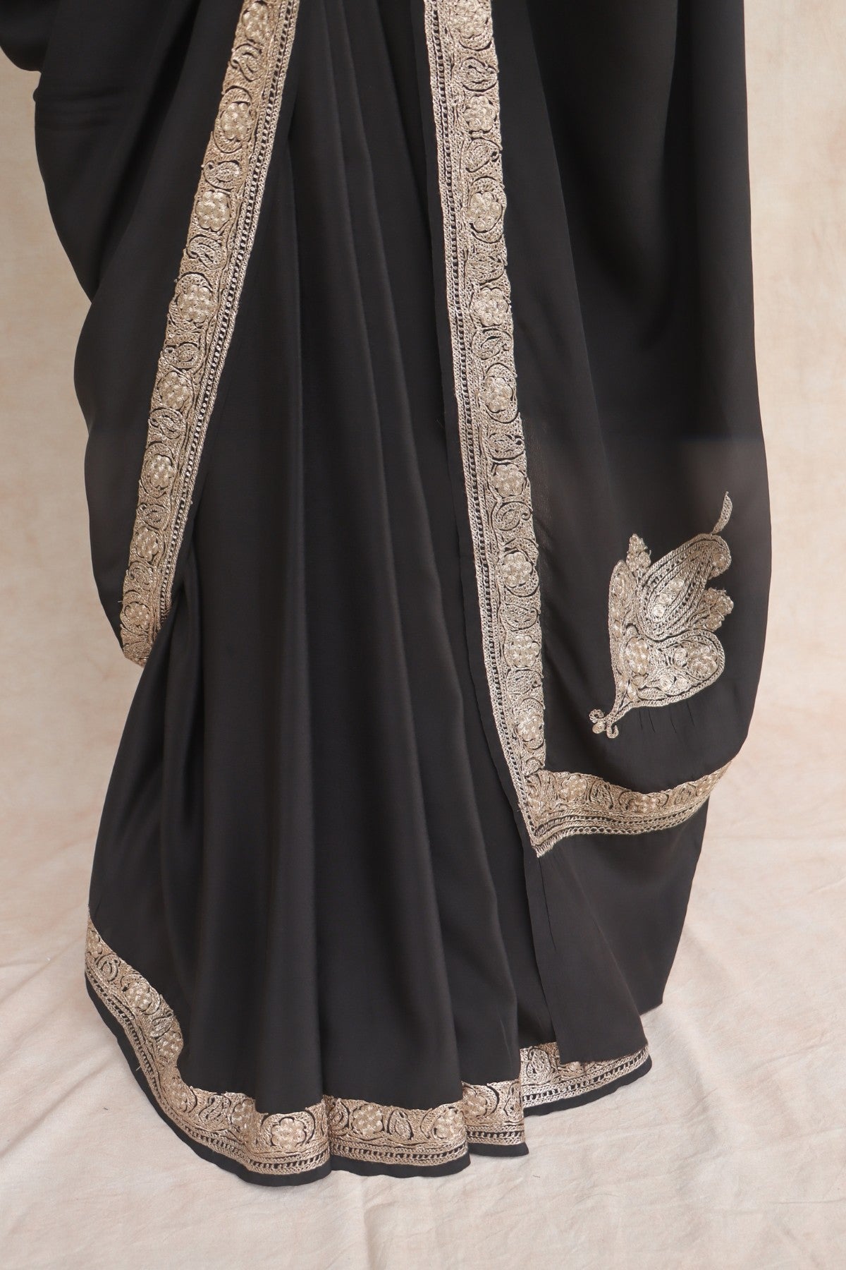 Black Kashmiri Saree