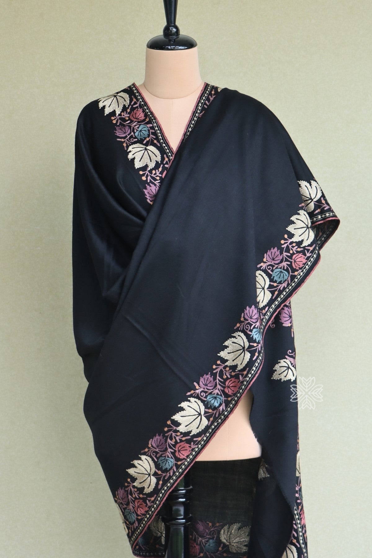 Black Aari Fine Wool Shawl