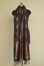 Black Paisley Kani Silk Dupatta