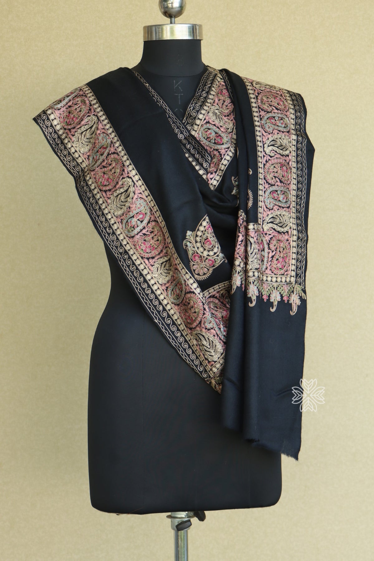 Black Woollen Fine Wool Stole