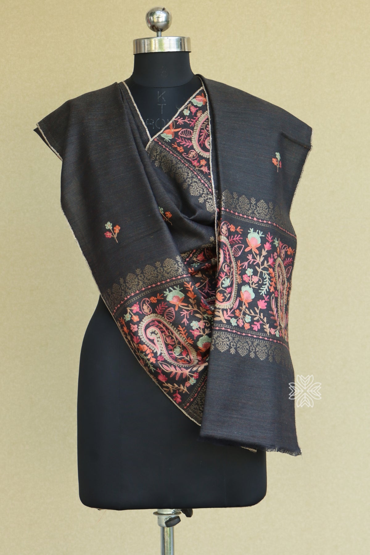 Black Woollen Fine Wool Stole