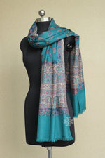 Blue Kani Fine Wool Scarf