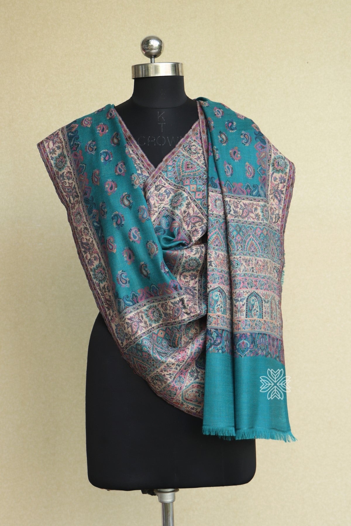 Blue Kani Fine Wool Stole