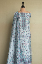 Blue Kani Organza Silk Suit